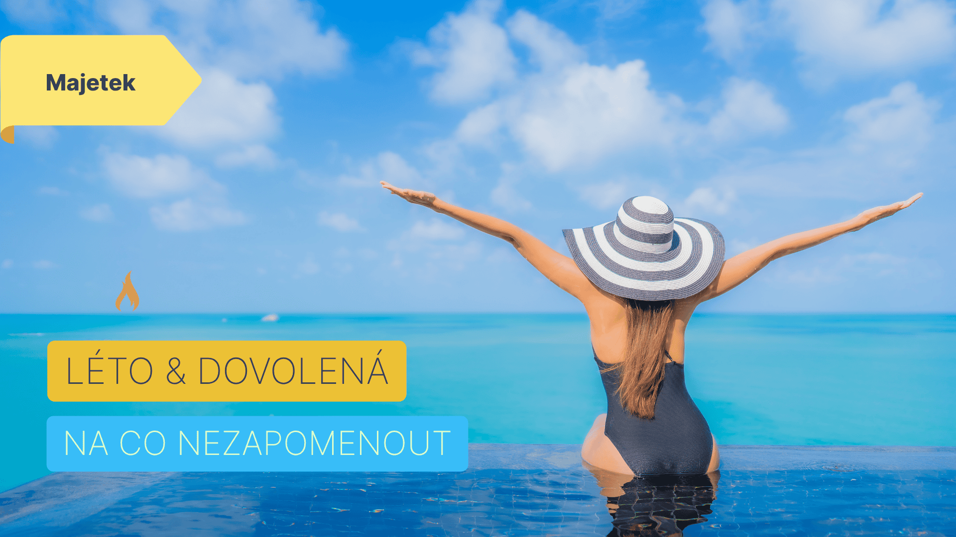 Žena v bazénu u moře na dovolené